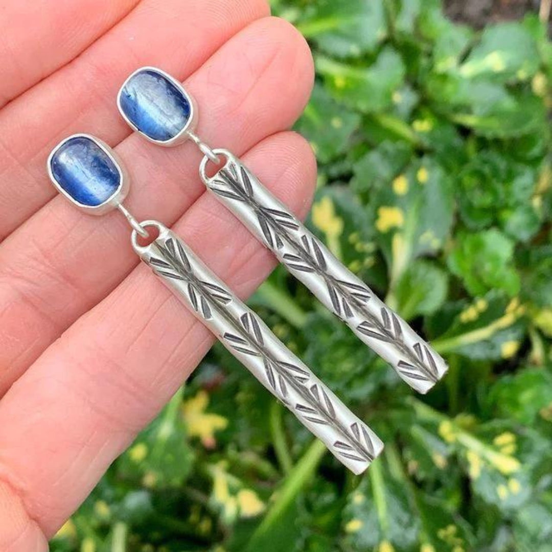 Blue Crystal Earrings in Sterling Silver