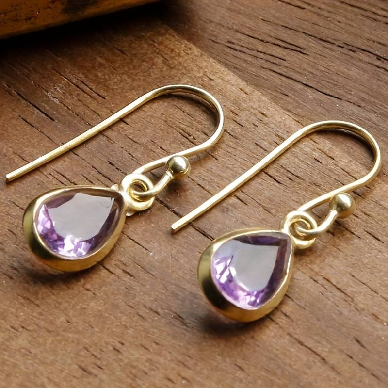 Purple Crystla Drop Earrings