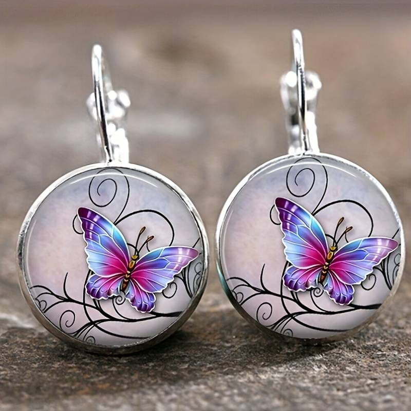 Rounded Crystal Butterfly Earrings