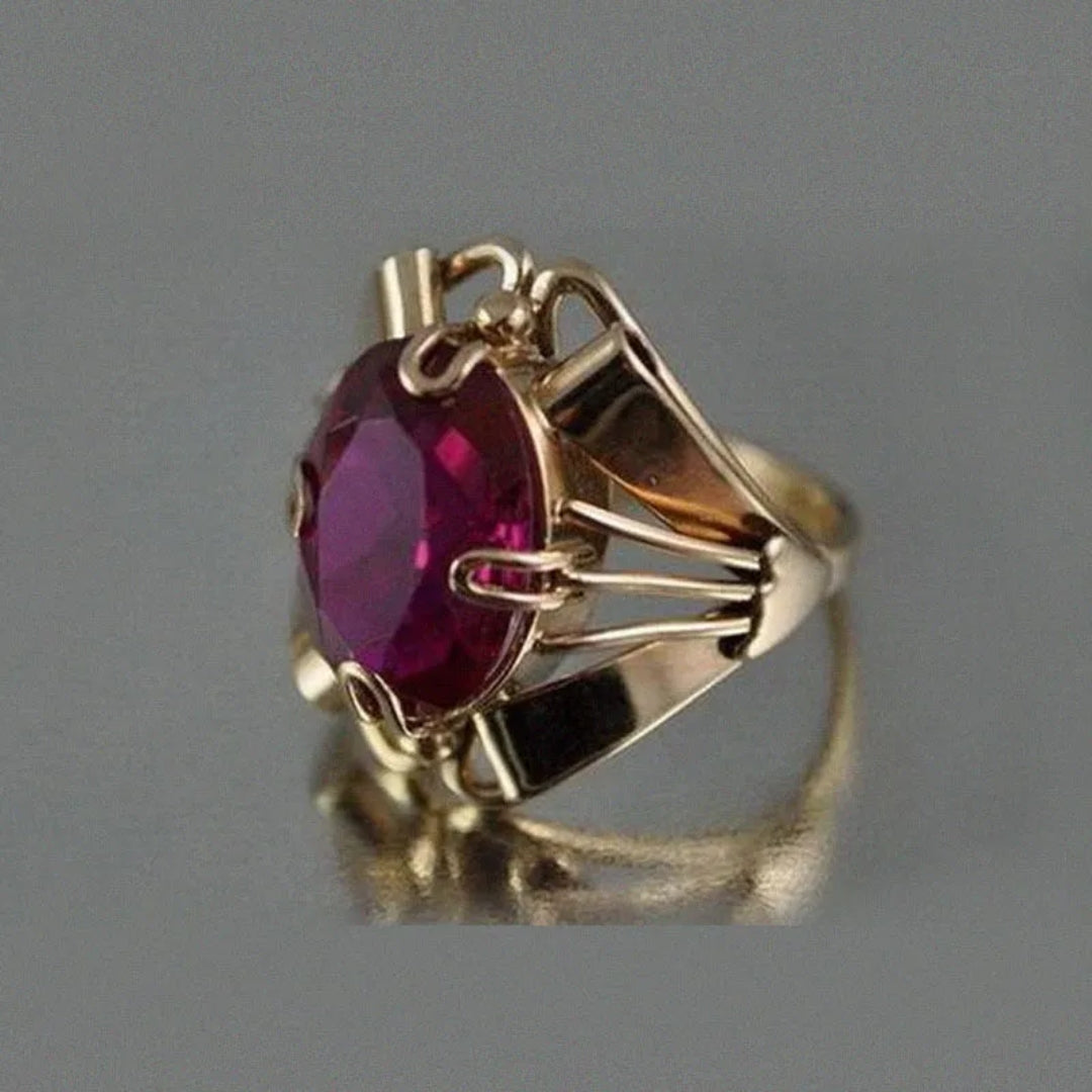 Golden Garnet Zirconia Ring