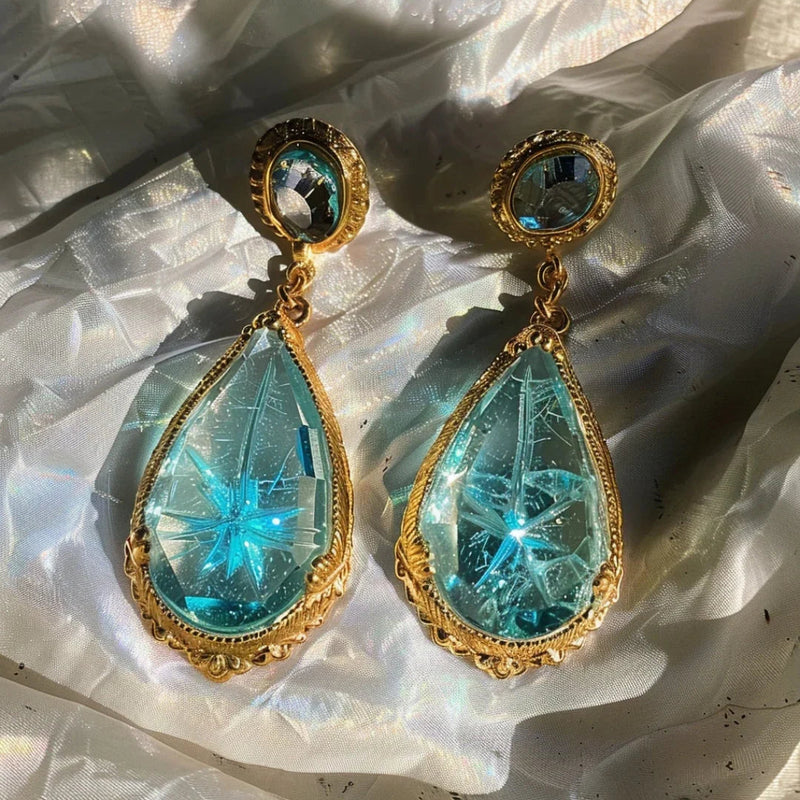 Blue Glass Drop Earrings