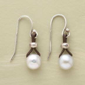 Pearl Drop Leather Earrings