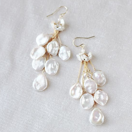 Baroque White Petal Earrings