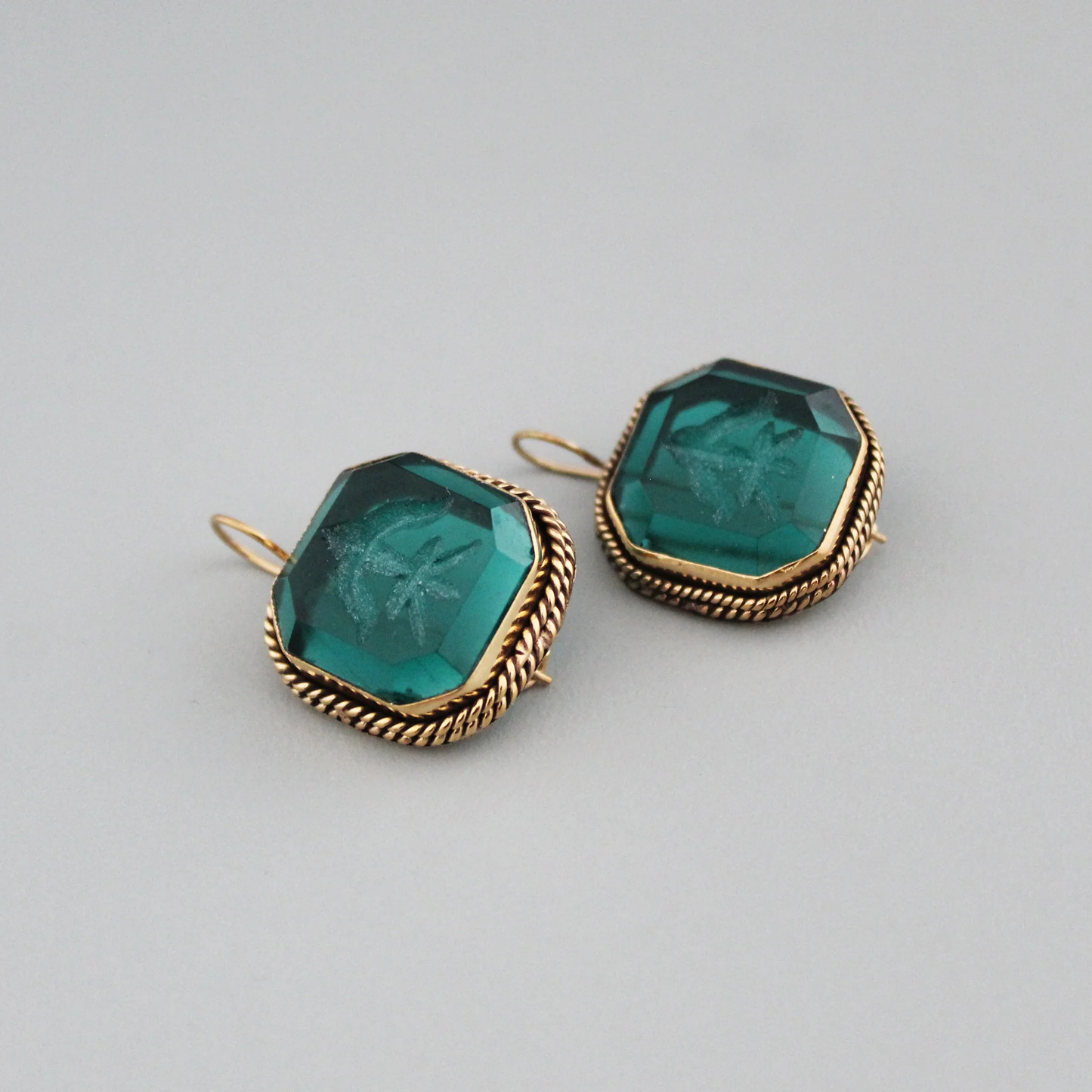 Green Glass Earrings