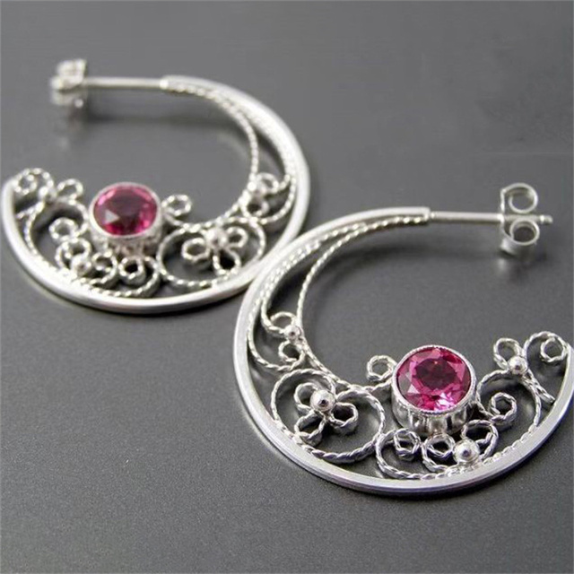Moon Crystal Silver Earrings