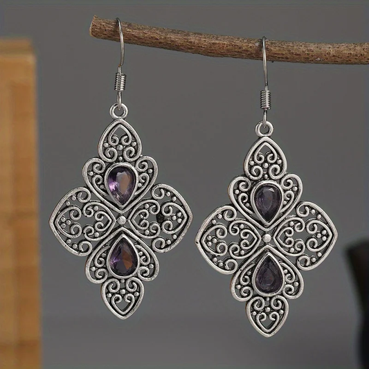 Purple Crystal Mandala Earrings