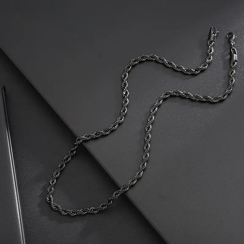 Titanium Steel Black Rope Chain Necklace