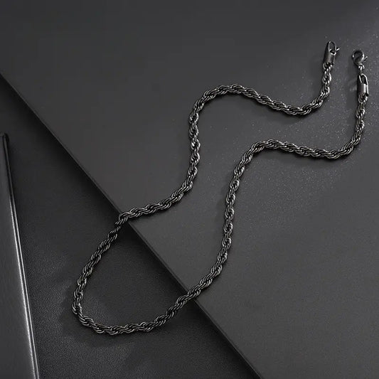 Titanium Steel Black Rope Chain Necklace