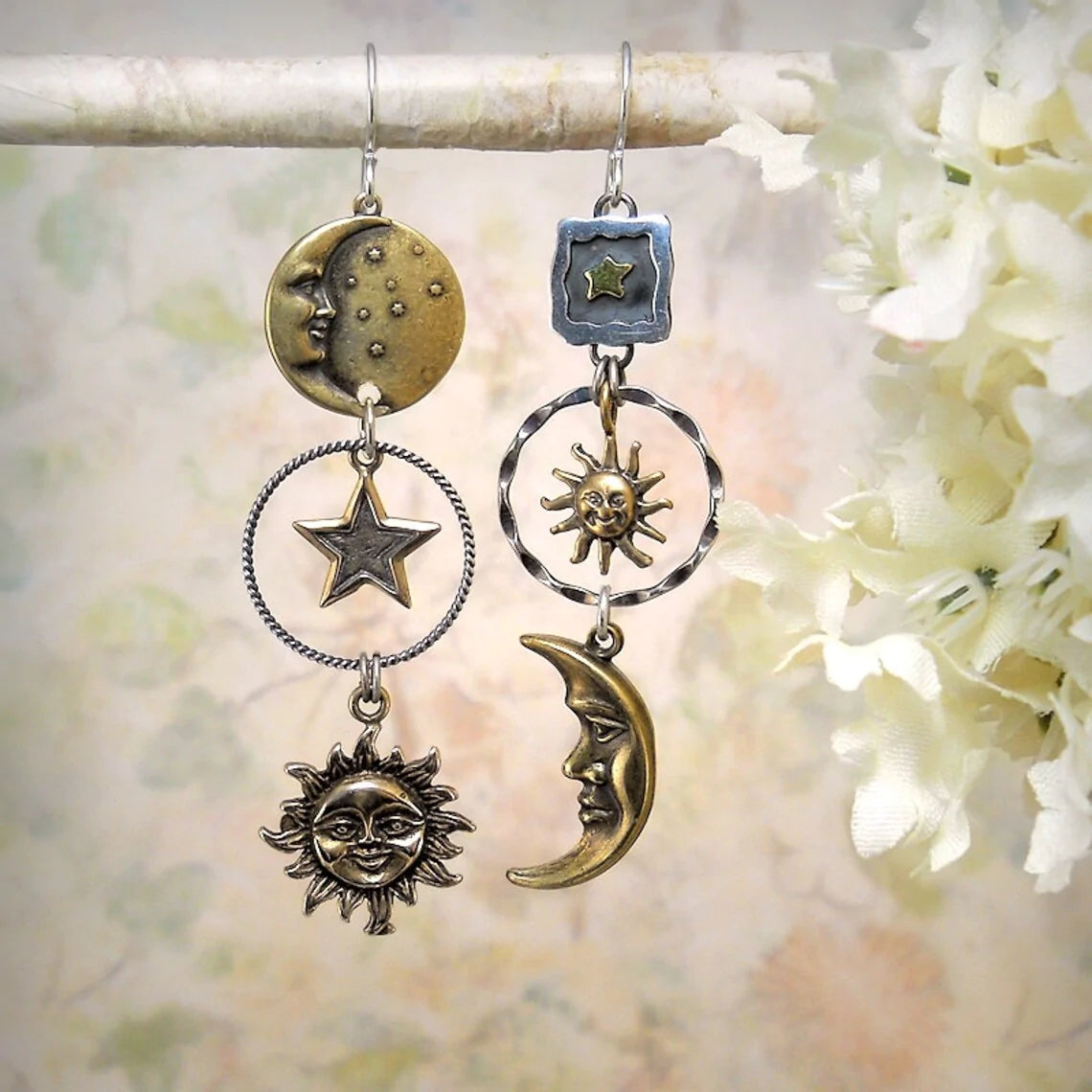 Sun-moon Pendant Earrings