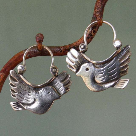 Bird Earrings in Silver
