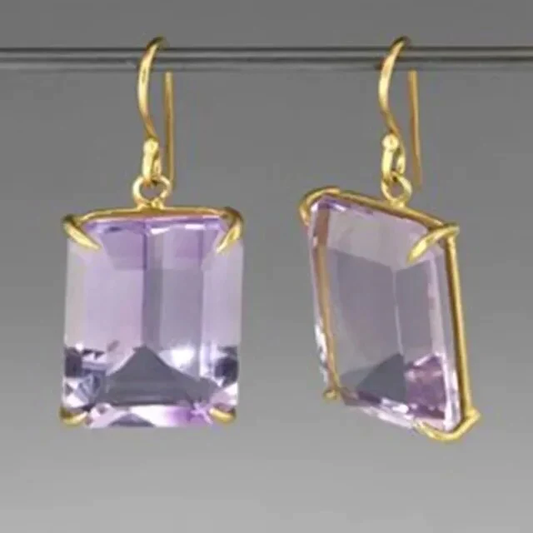 Purple Zirconia Gold Earrings