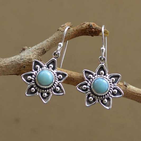 Blue Stone Mandala Earrings