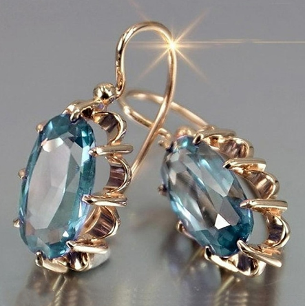 Blue Crystal Golden Earrings