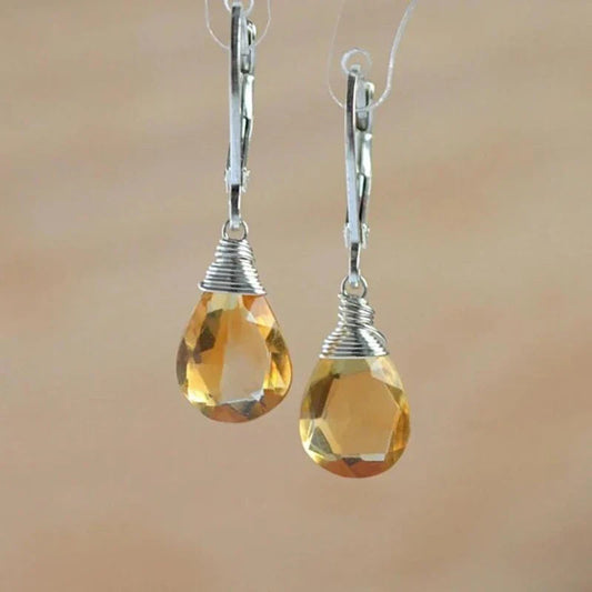 Orange Crystal Drop Earrings