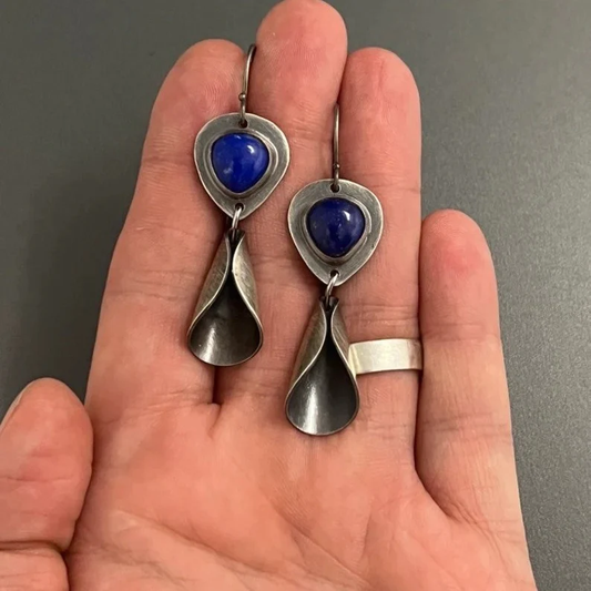 Blue Stone Silver Earrings