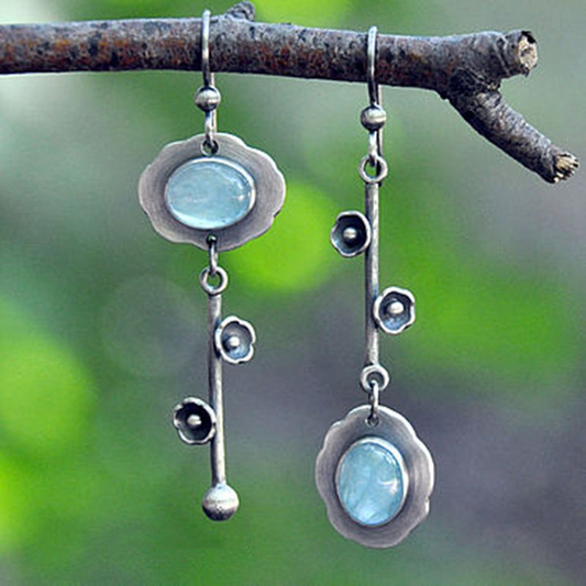 Blue Crystal Earrings in Silver