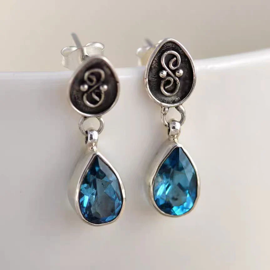 Blue Drop Crystal Earrings