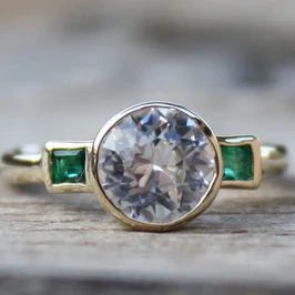 Zirconia & Green Crystal Ring