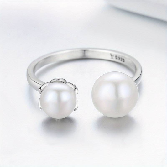 Silver Pearl Open Ring