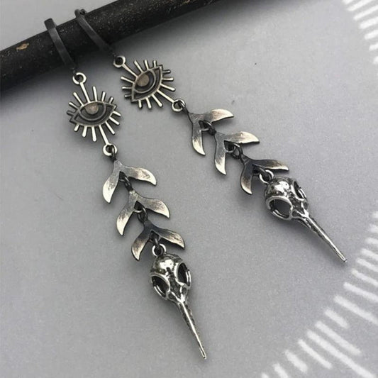 Mask Pendant Earrings in Silver