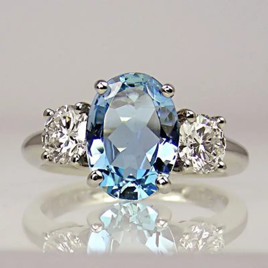 Light Blue Crystal Ring