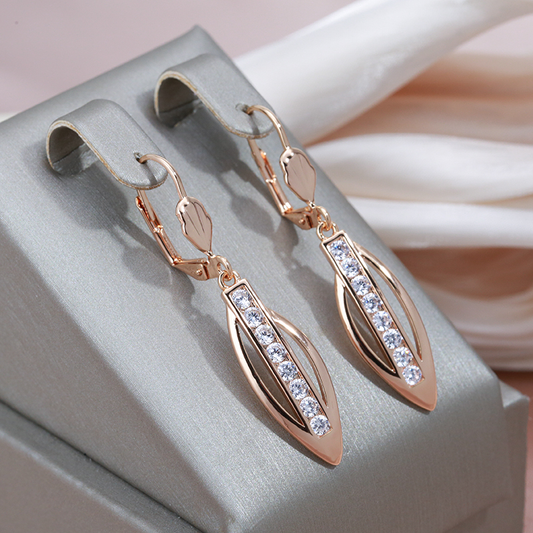 Pointed Zirconia Gold Earrings