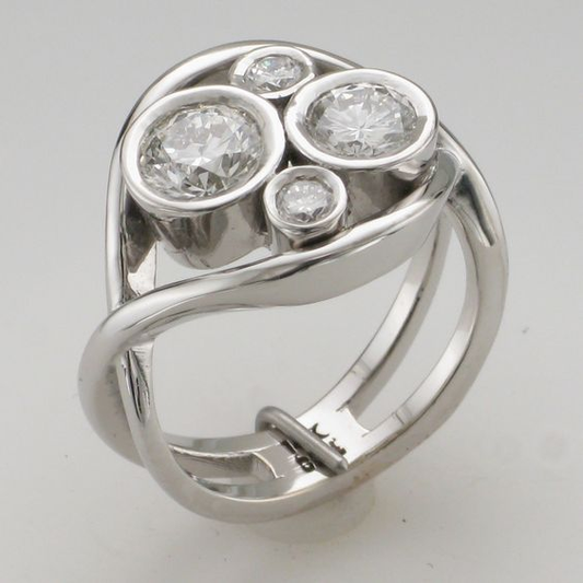 Silver Inlaid Glass Ring