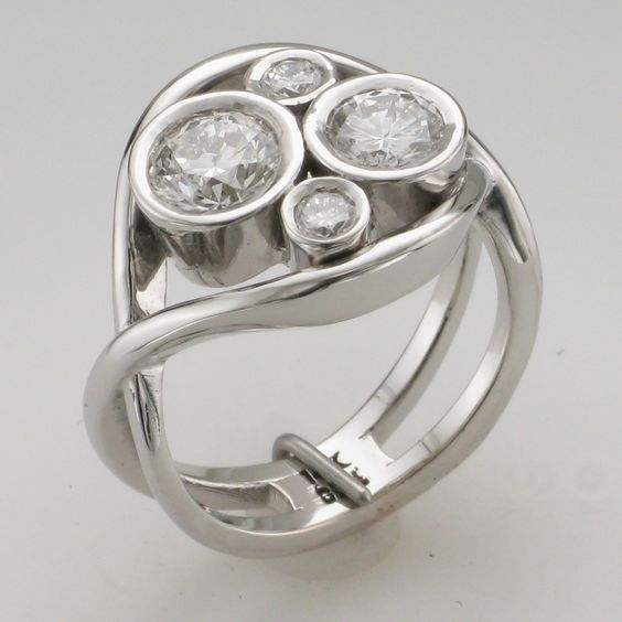 Silver Inlaid Glass Ring