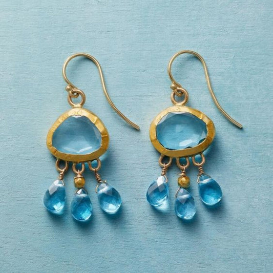 Blue Stone Rain Earrings