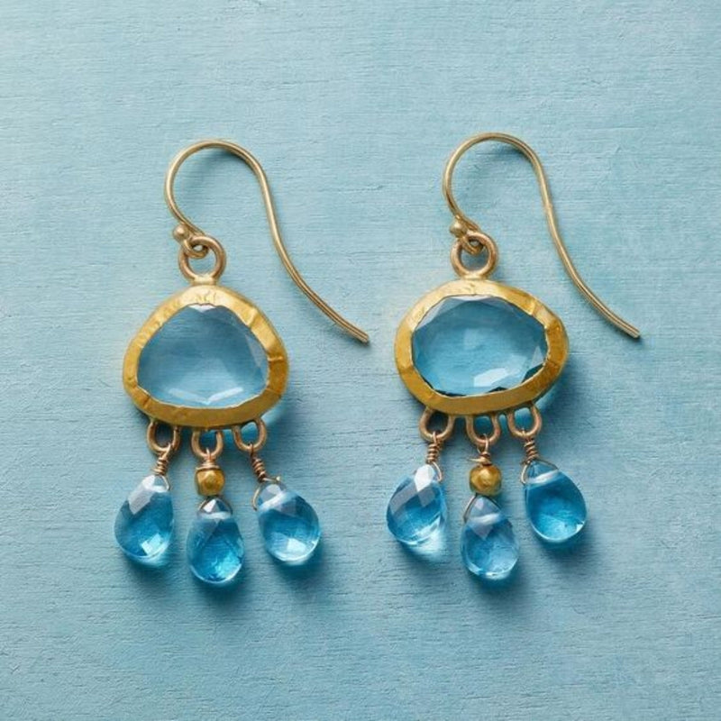 Blue Stone Rain Earrings