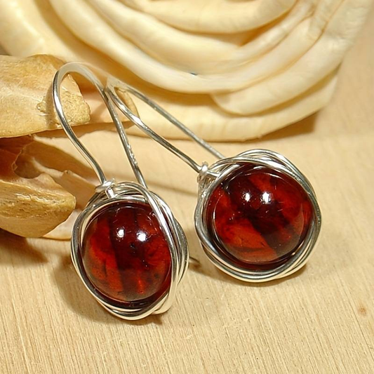 Red Bright Stone Earrings