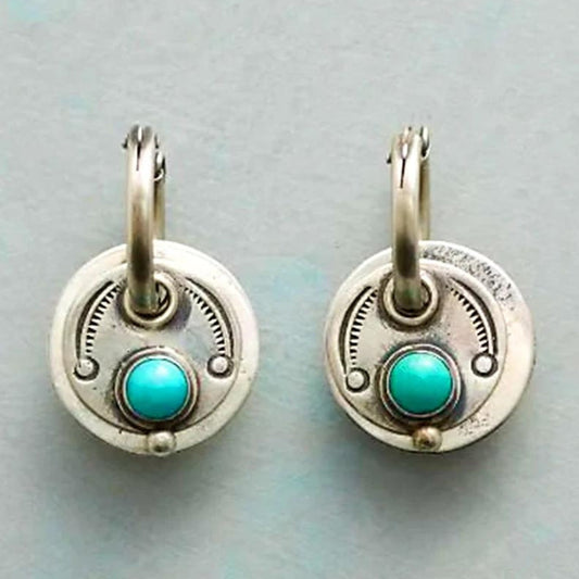 Earrings With Turquoise Opal in Sterling Silver