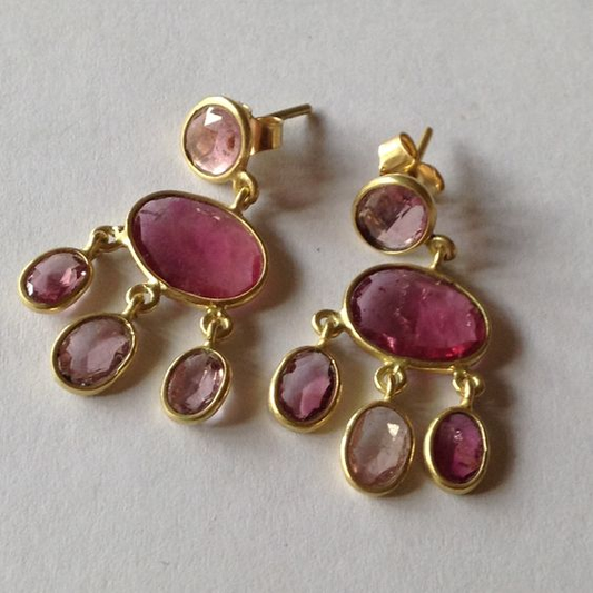 Garnet Stone Rain Earrings