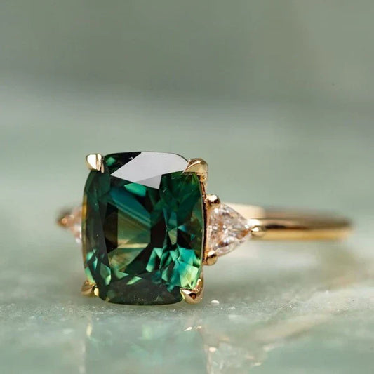 -inspired Green Gemstone Gold Ring