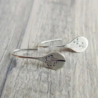 Dandelion Leaf Earrings Made of Silver