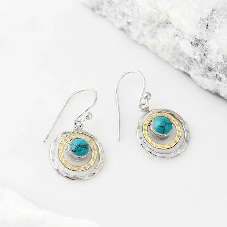 Saturn With Turquoise Opal Earrings