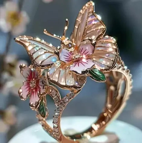 Delicate Gold Color Flower Butterfly Rings for Party Accessories Gifts Custom Jewelry
