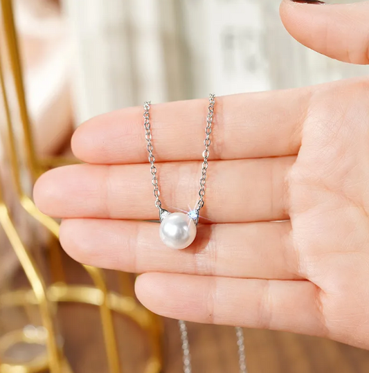 Cat Ear Pearl Necklace & Earings