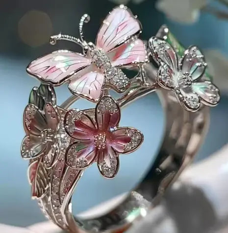 Delicate Gold Color Flower Butterfly Rings for Party Accessories Gifts Custom Jewelry