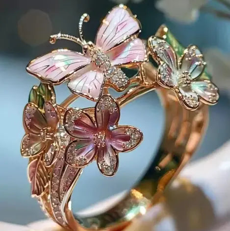 Delicate Gold Color Flower Butterfly Rings for Party Accessories Gifts Custom Jewelry
