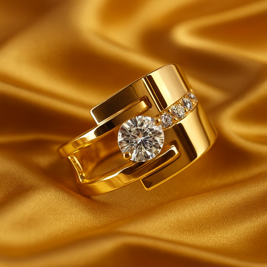Irregular Zirconia Gold Ring