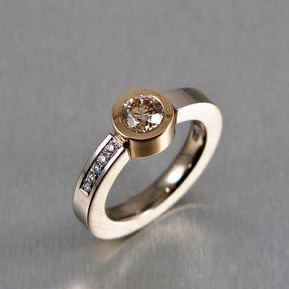 Inlaid Orange Glass Zirconia Ring