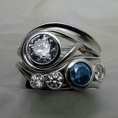 Glass & Blue Stone Silver Ring