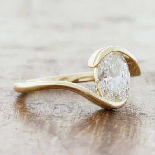 White Glass Gold Ring