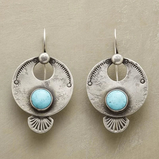 Blue Silver Shell Earrings