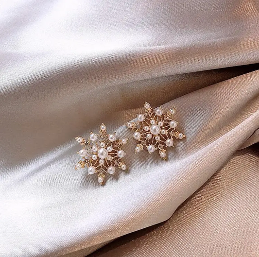 Pearl Snowflake Earrings