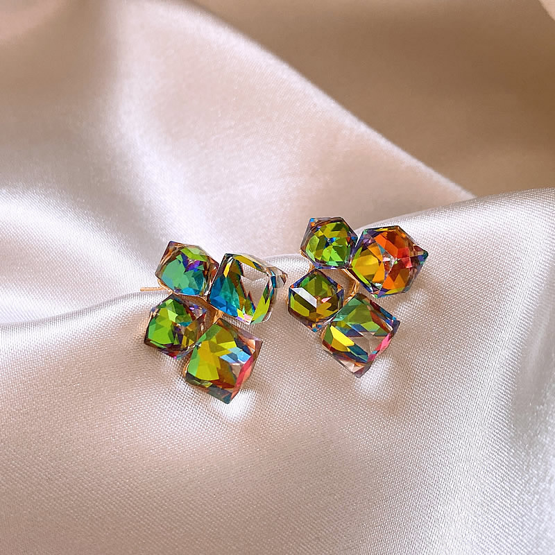 Multicoloured Zirconium Earrings in Gold