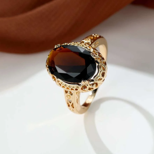 Dark Stone Golden Ring