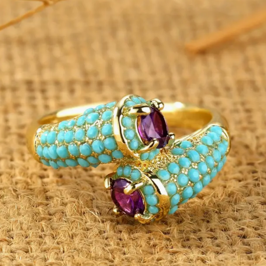 Inlaid Turquoise Stone Gold Ring