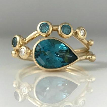 Turquoise Blue Glass Ring